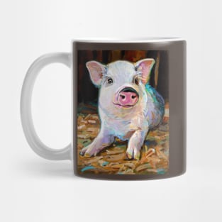 Cute Farm Pig in Barn Painting by Robert Phelps Mug